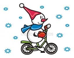 sneeuwpop op fiets